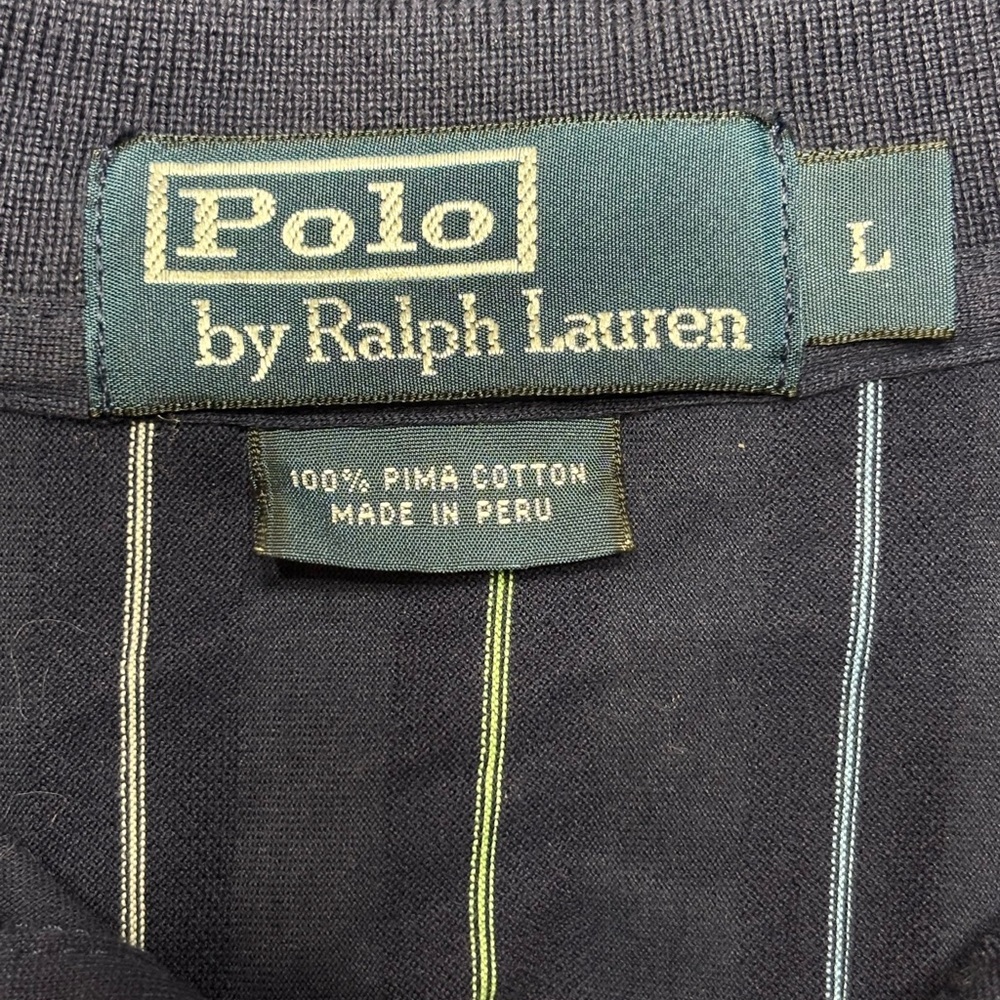 Vintage Polo by Ralph Lauren Men's Blue Striped Polo Shirt - Picture 2 of 4